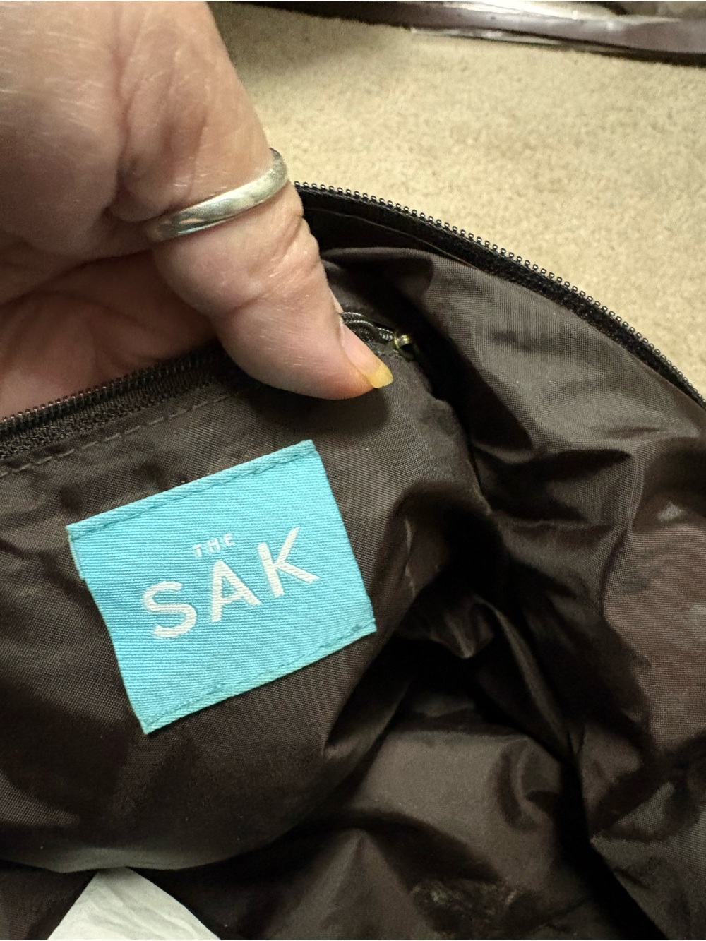 The Sak Brown Crochet-Trim Hobo with Antiqued Hardware Detail - Picture 8 of 8
